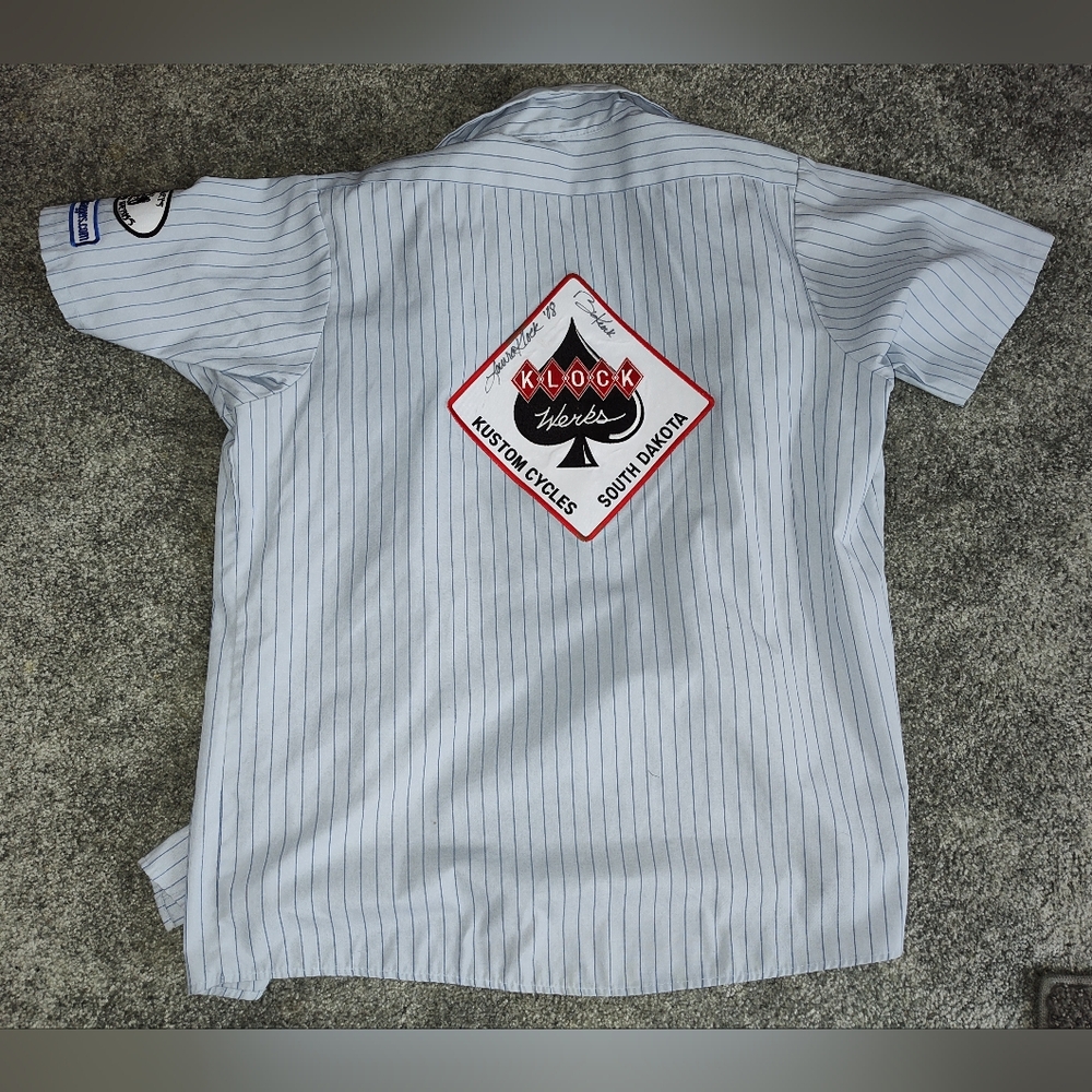 Klock Werks Mitchell SD (Motorcycles). Shop Shirt Sz Large. Signed Back Patch.